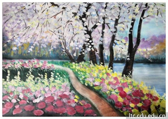 水粉画 春暖花开